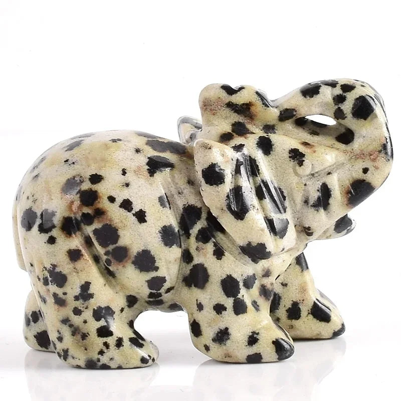 Classic Green Pink Jade Stone Craving Lucky Elephant Feng Shui Statue Figurine Home Office Ornaments