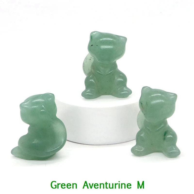 1.2" Natural Crystal Stone Squirrel Frog Seed Turtle Statue Cartoon Gemstone Carved Healing Home Room Decor Kids Holiday Gift