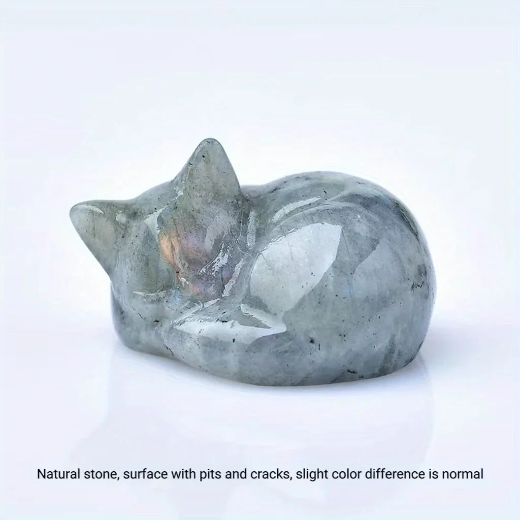 Natural crystal carved cat, a perfect choice for home decoration as a crystal gift ornament, a great option for healing crystals