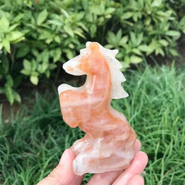 Natural Red Fire Quartz Hematoid Horse Carving Animal Reiki Healing Fengshui Holiday Crafts Gifts 1pcs