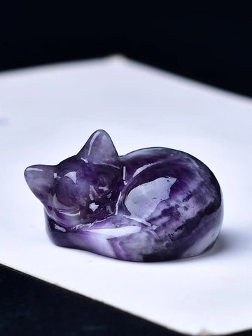 Natural crystal carved cat, a perfect choice for home decoration as a crystal gift ornament, a great option for healing crystals