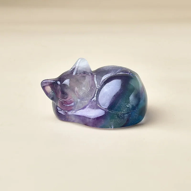 Natural crystal carved cat, a perfect choice for home decoration as a crystal gift ornament, a great option for healing crystals