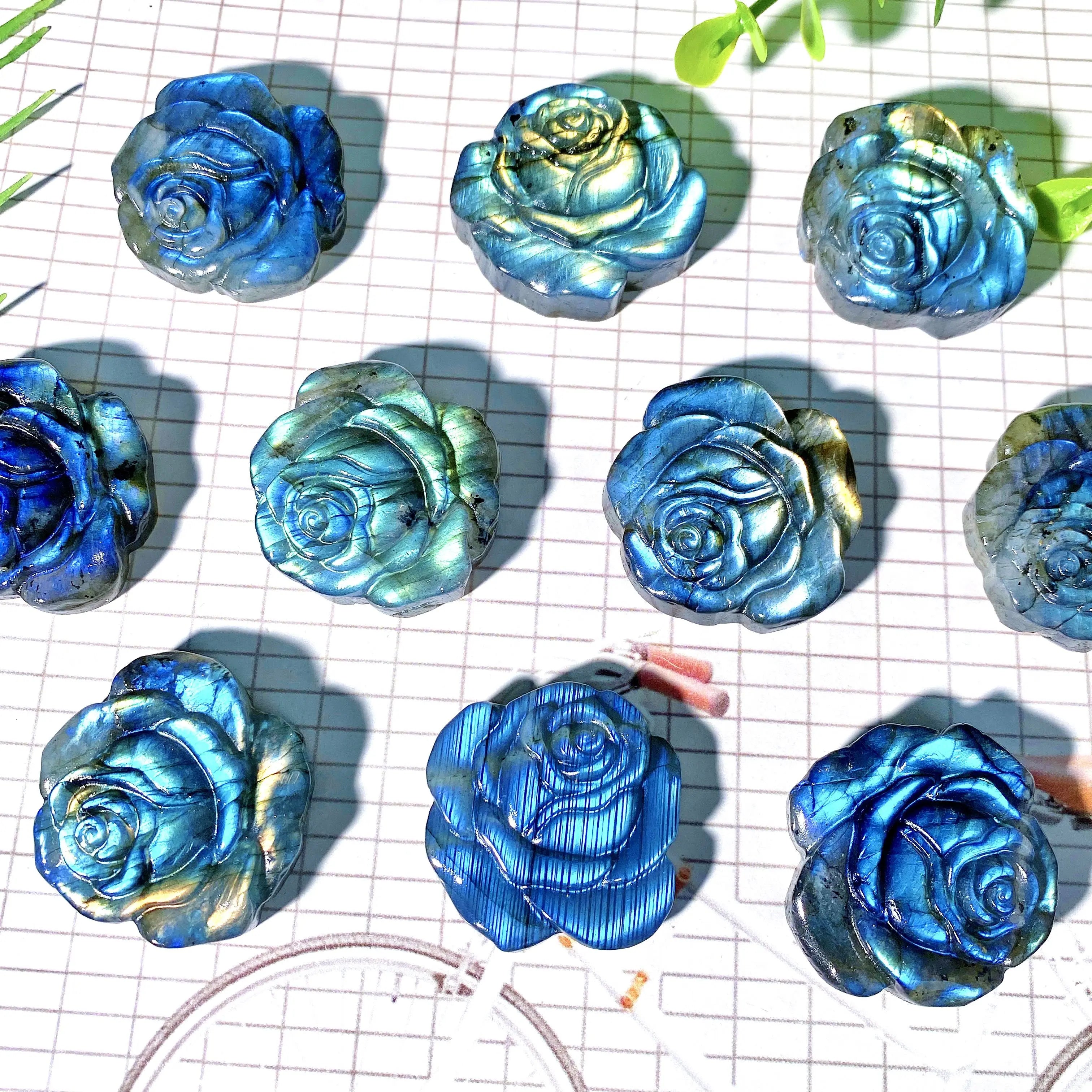 1PC High Quality Labradorite Rose Natural Crystal Carving,Gemstone Jewelry,Glitter, Healing crystal, Birthday gift,Tiger Eye