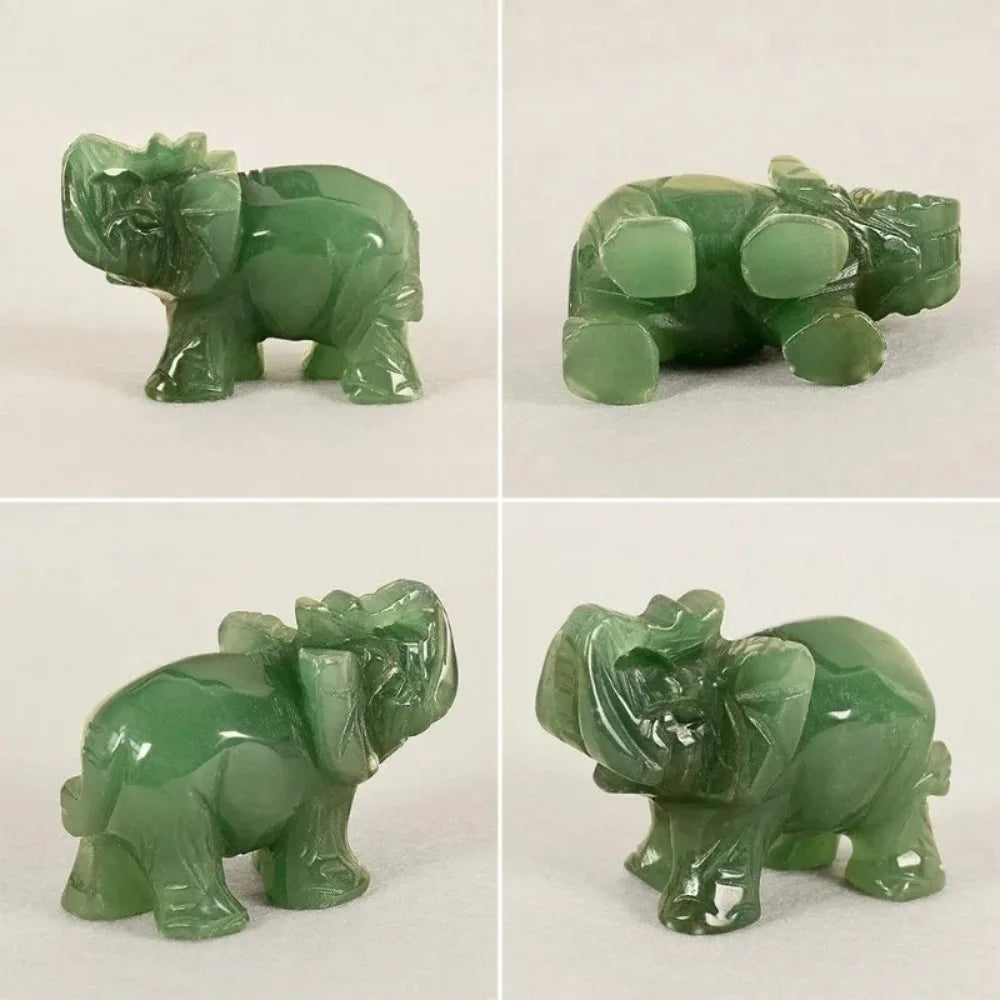 Lucky Elephant Jade Stone Fortune Feng Shui Statue Figurine Office Ornament Chakra Healing Stones Statue Decor Best Gifts