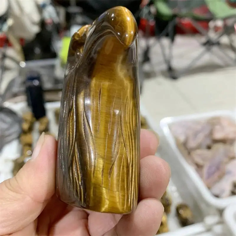 Natural Tiger Eye Stone Eagle Stone Head Carving Reiki Faith Handicraft Ornaments Healing Home Decoration Gift 1PCS