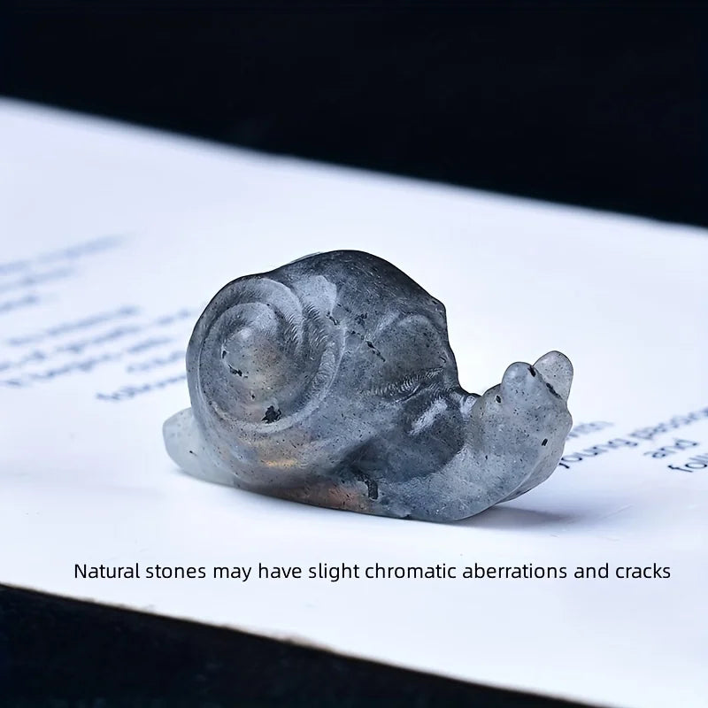 Crystal Carved Skull Snail Healing Stone Pocket Decoration Home Decor Naked Stone Animal Statue Crystal Collectible