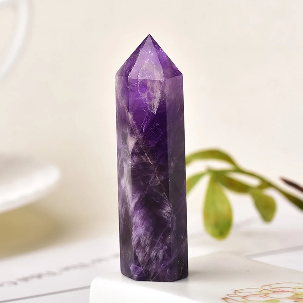 5.91 Inch Natural Amethyst Pillar Mineral Specimen for Collection Display Crystal Healing Stone Spiritual Growth Desktop Decor