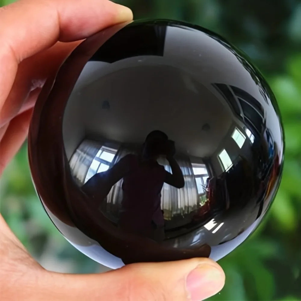 Natural Black Obsidian Sphere Healing Crystal Magic Ball Reiki Stones feng shui Sphere Collectibles Home Decor Without Base