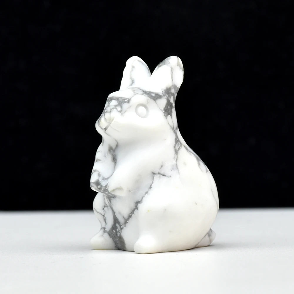 1.5" Elf Rabbit Natural Crystal Amethyst Quartz Agate Bunny Animal Craft Figurines Stone Carving Healing Reiki Home Decor Gift