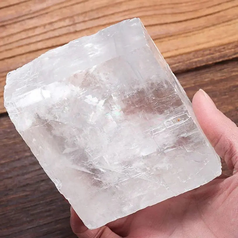 Natural Clear Optical Calcite Raw Cube Iceland Stone and Rough Crystal Minerals Healing Stones Witchcraft