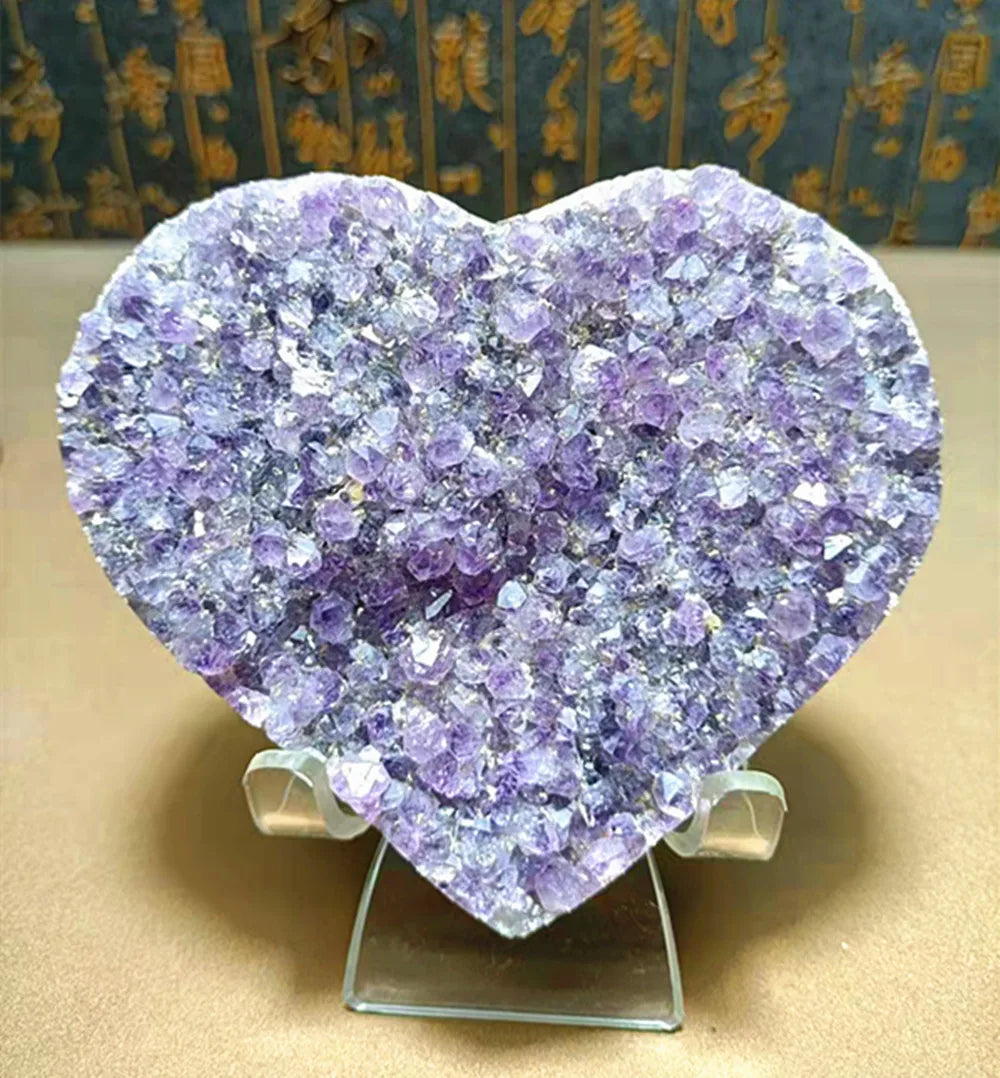 Natural Amethyst Geode, Loving Heart Shape, Quartz Cluster Crystal Specimen, Energy Healing, Wholesale