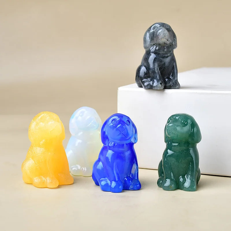 Natural crystal carved dog, a perfect choice for home decoration as a crystal gift ornament, a great option for healing crystals