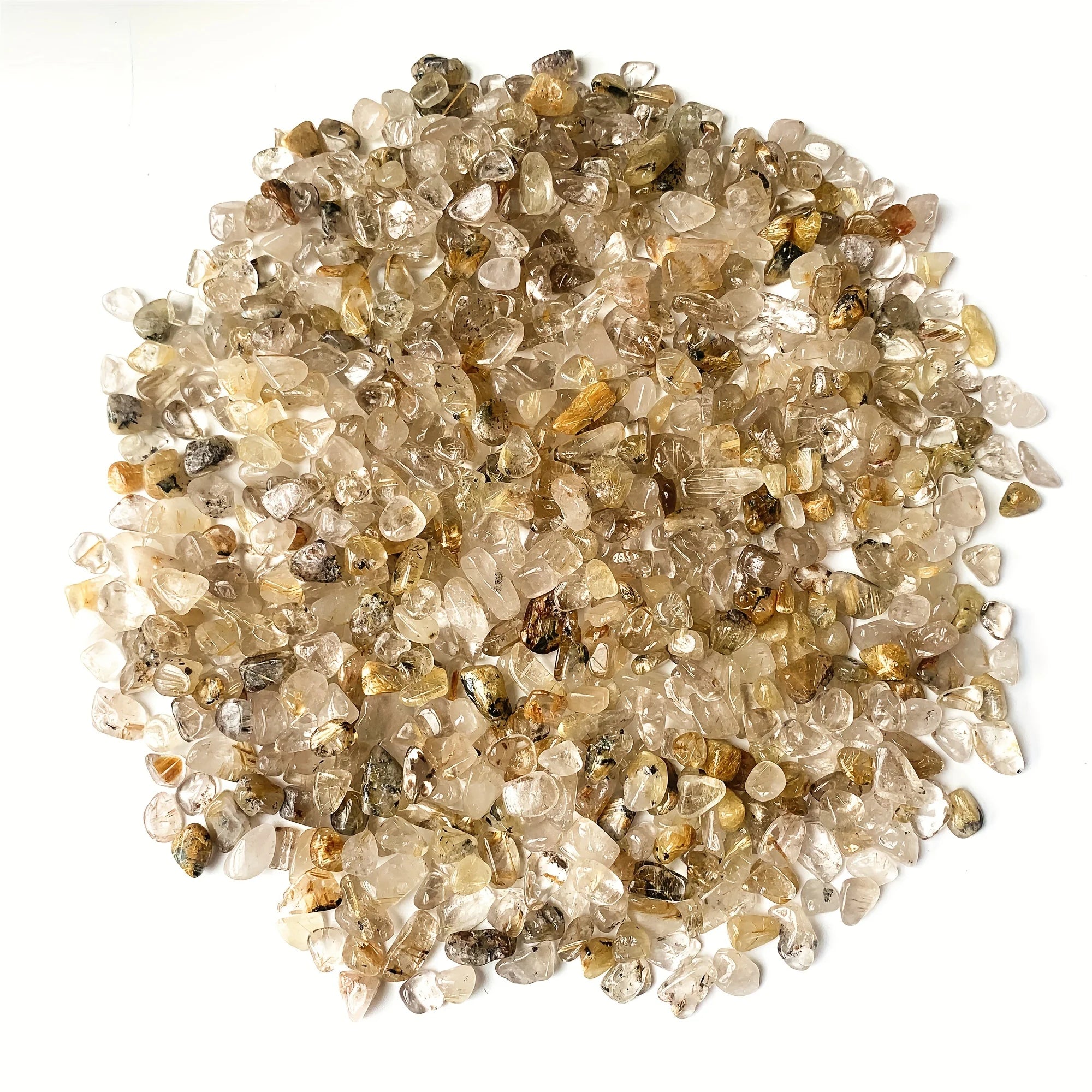 5-9mm Natural Golden Rutile Quartz Tumbled Chips Stone Crushed Healing Crystal Stones For Plants Succulent Flowerpot Vase Filler