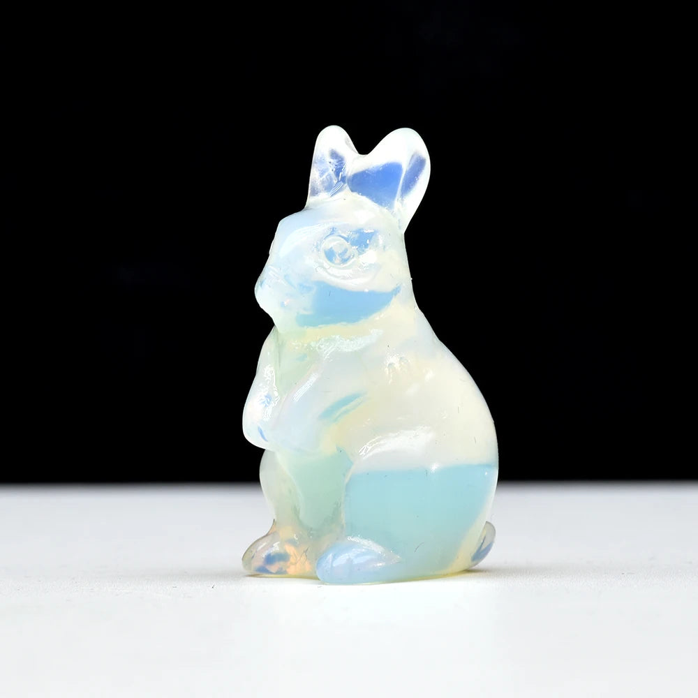 1.5" Elf Rabbit Natural Crystal Amethyst Quartz Agate Bunny Animal Craft Figurines Stone Carving Healing Reiki Home Decor Gift