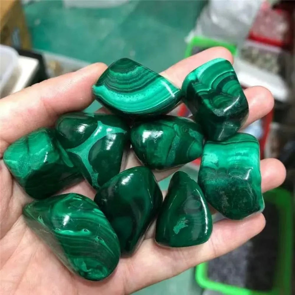 Natural Malachite Tumbled Stone Crystals Irregular Shape Energy Raw Original Mineral Specimen Palmstone Witchcraft Healing Stone