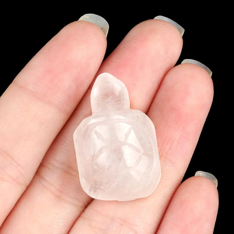 Mini Tortoise Crystal Stone Ornaments Carving Rose Quartz Aventurine Healing Energy Stone Home Decoracion Daily 18x27mm 1PC