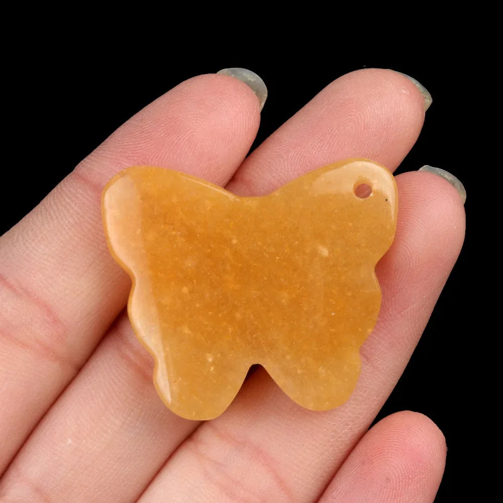 Natural Stone Agate Carved Butterfly Shape DIY Pendant Accessories Reiki Healing Crystals Gemstone Desktop Home Decor