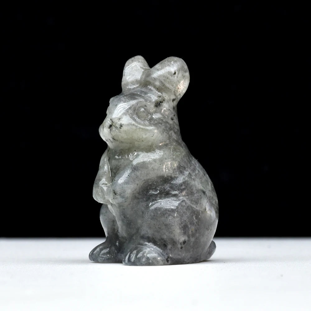 1.5" Elf Rabbit Natural Crystal Amethyst Quartz Agate Bunny Animal Craft Figurines Stone Carving Healing Reiki Home Decor Gift
