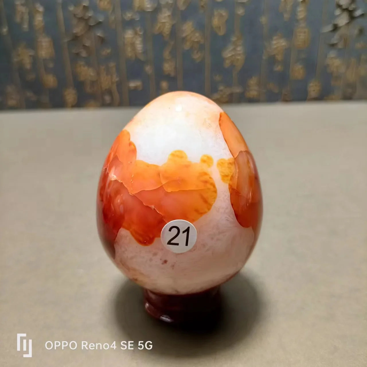 Natural Red Agate Crystal Egg — Polished Quartz Stone, Spiritual Home Decor & Ornament