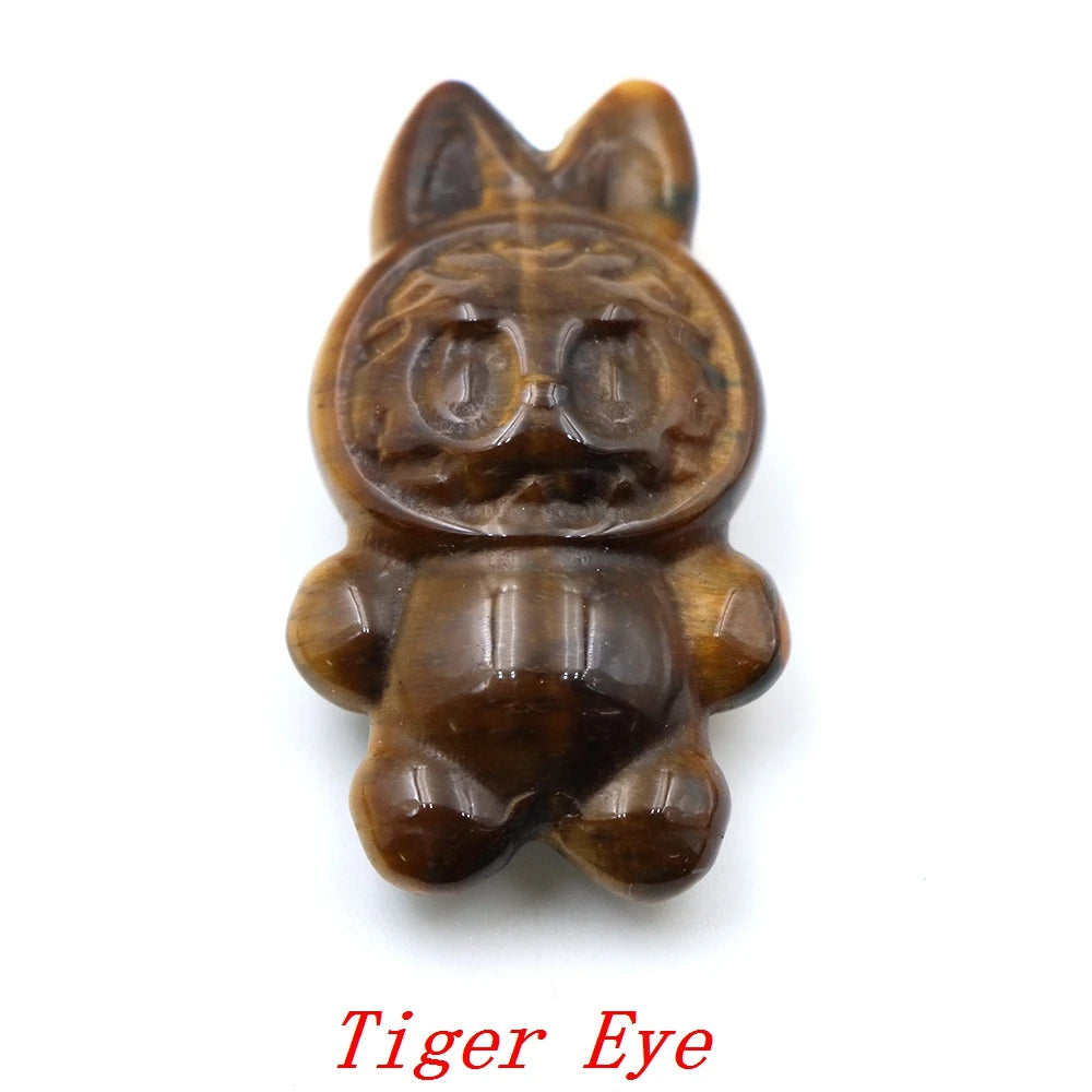 Natural Stone Carving Cartoon Elf DIY Fashion Jewelry Accessories Healing Crystal Gemstone Animals Figurine Supplies Wholesale