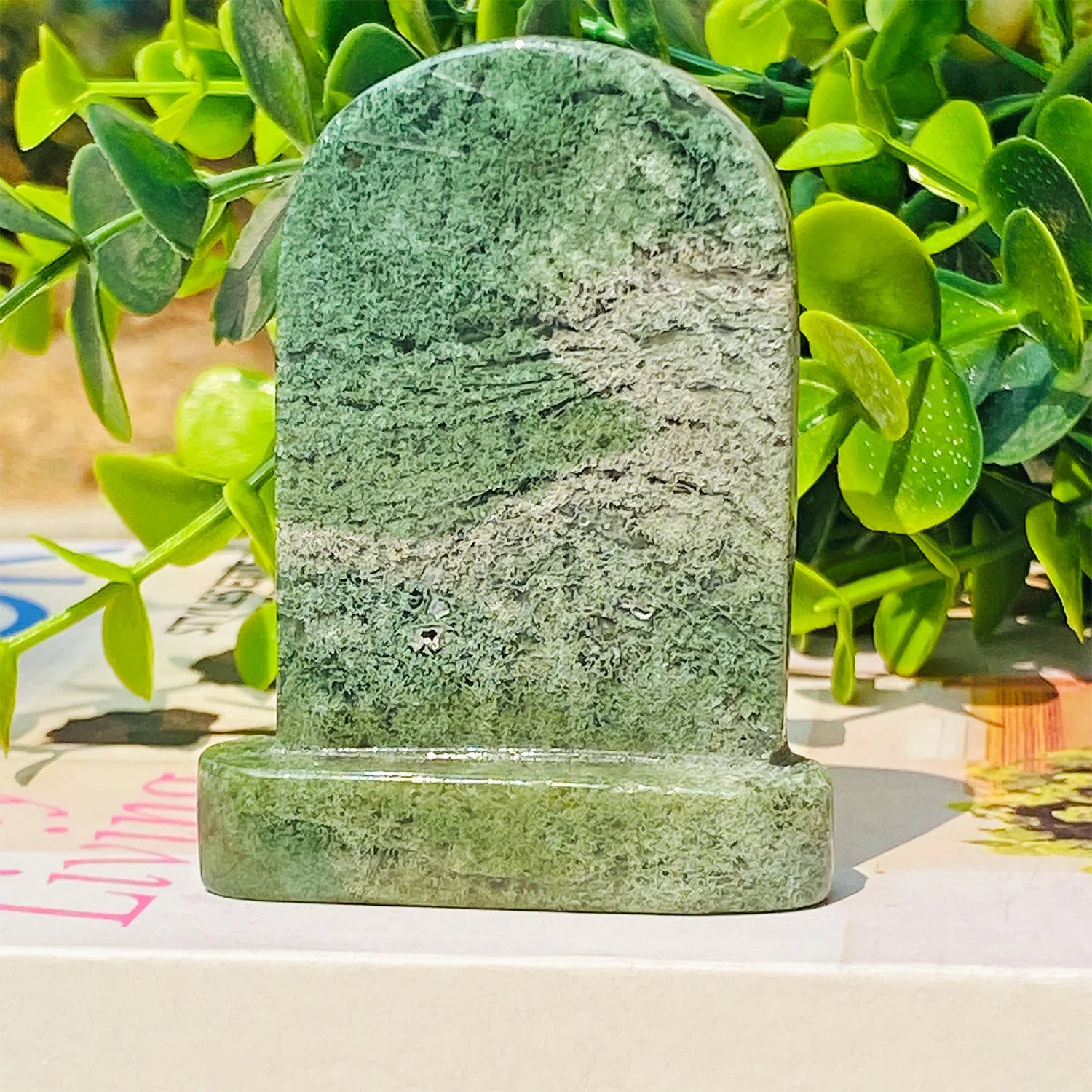 1pc Natural Crystal Tombstone Carving, Perfect Halloween Party Decoration, Ornaments DIY Accessories, Crystal Reiki Handmade Cra