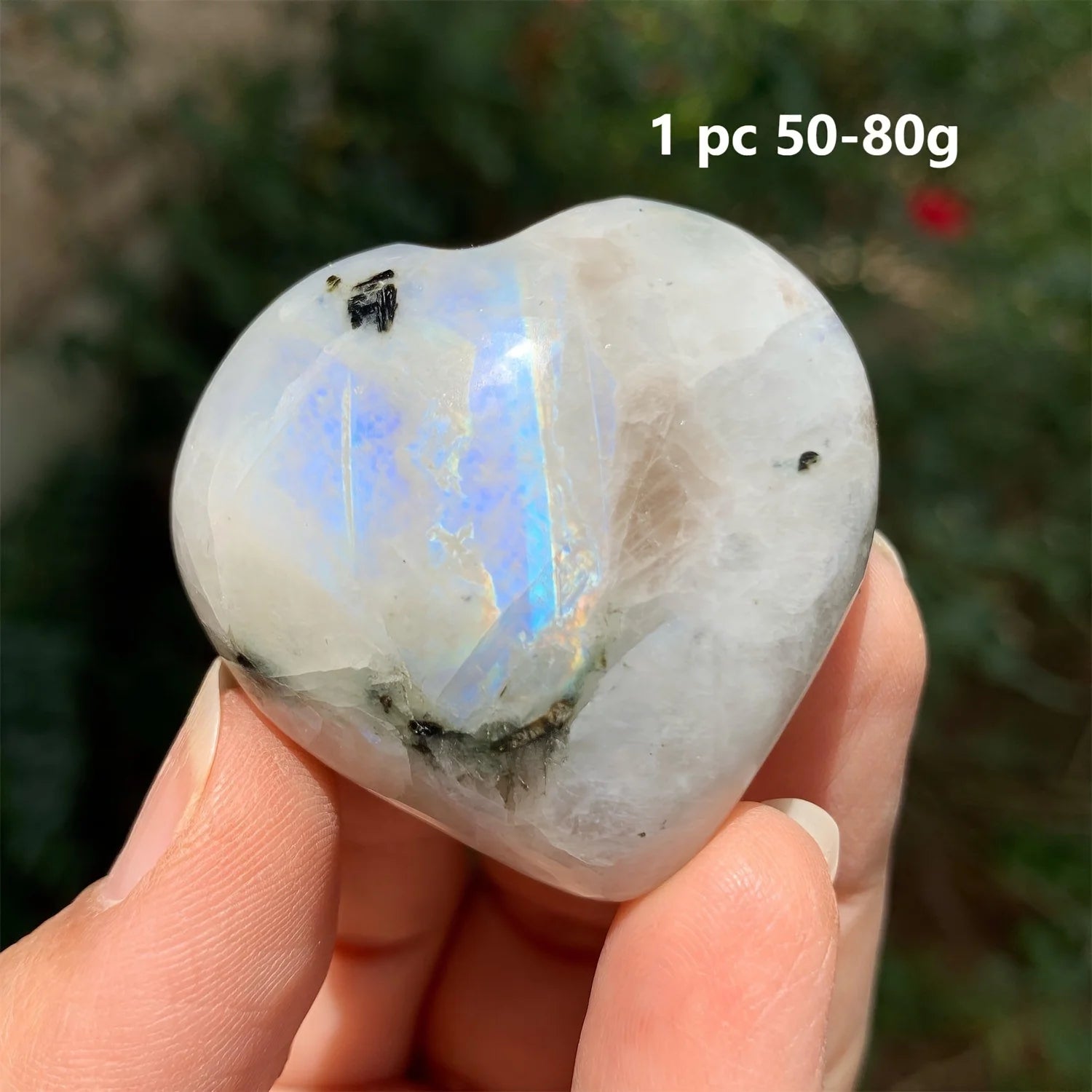 Rainbow Moonstone Heart Palm Stone, Room Decor
