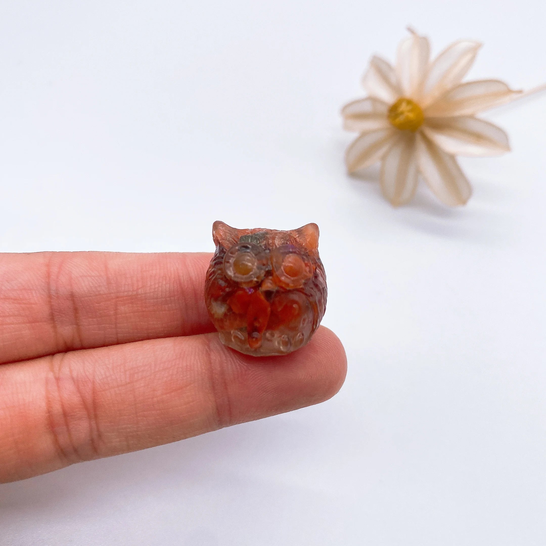 Mini Owl Decorations Natural Crushed Crystal Stone Epoxy Resin Exquisite Desk Ornaments Home Decoration Children Gift