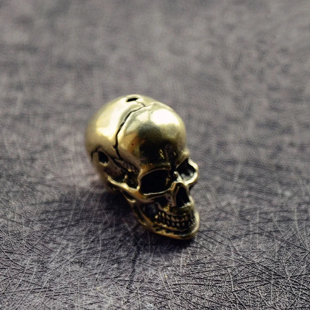 Brass Skull Retro Style Skull Statue with Holes DIY Accessory Decoration