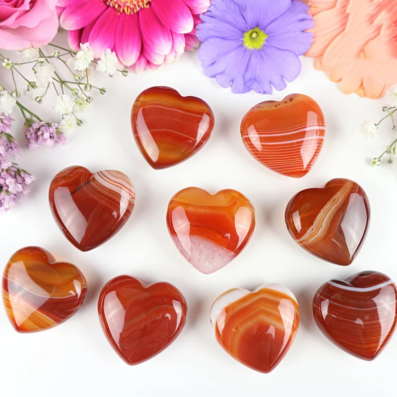 2pcs/5pcs/8pcs Red Agate Crystal Heart,Red Agate Quartz love,Carnelian Quartz Beads,Metaphysical,Pendant,Crystal decor,Crystal