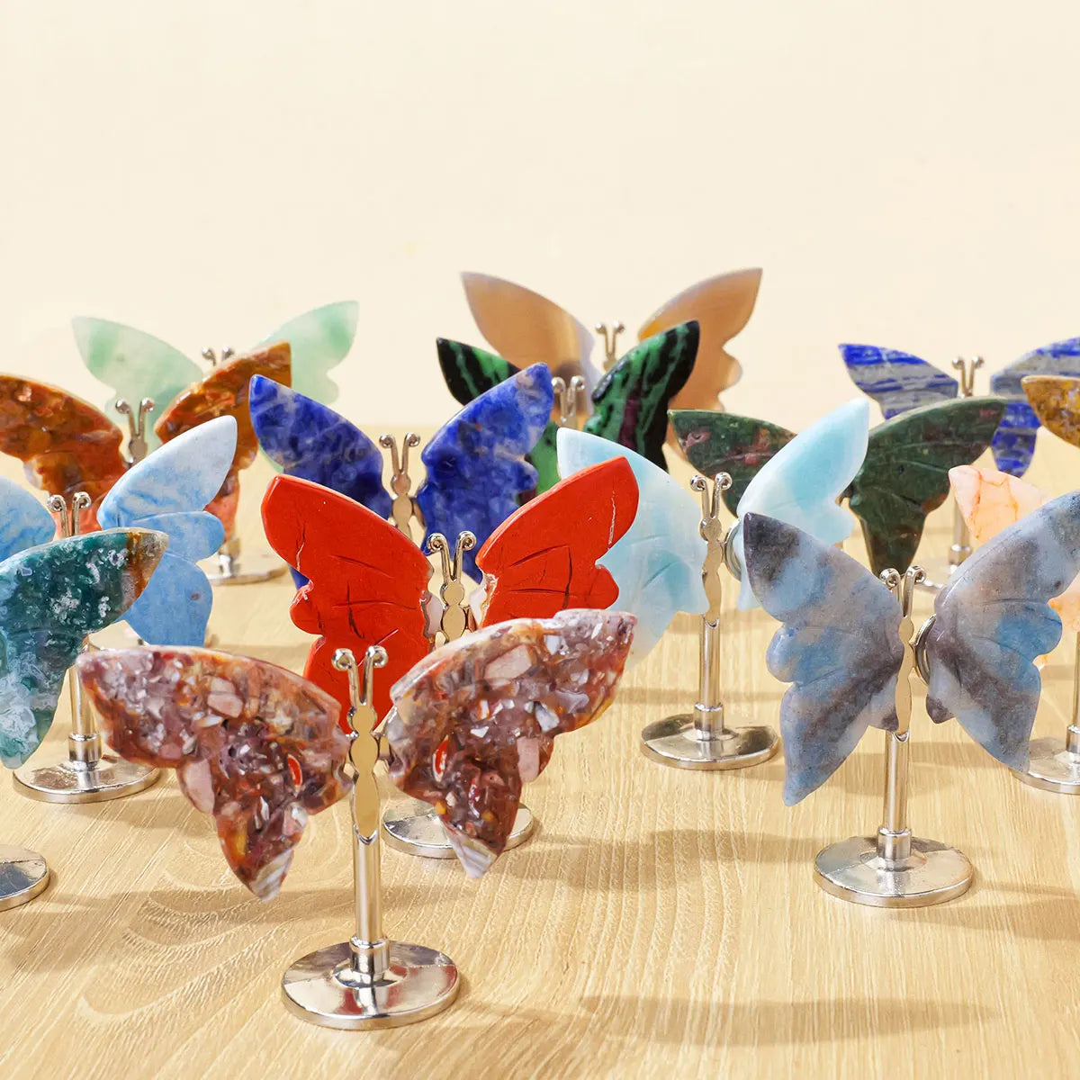 1PC Natural Crystal Butterfly Mini Stand Casual Animal Style Decor Accessories Gift Christmas Valentine Day Birthday