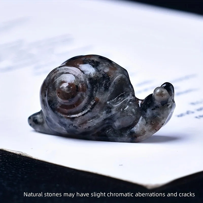 Crystal Carved Skull Snail Healing Stone Pocket Decoration Home Decor Naked Stone Animal Statue Crystal Collectible