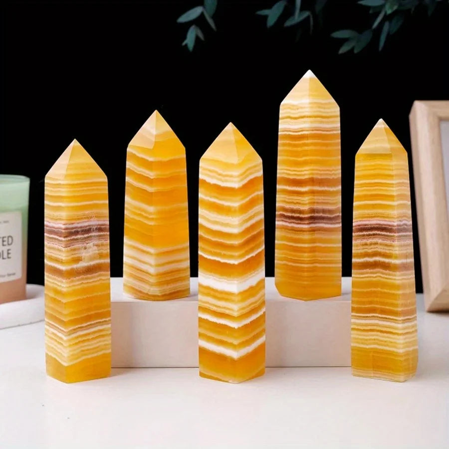 Yellow Calcite Tower, , Energy Crystal, For Home Decor, Office Bedroom House Decoration C491