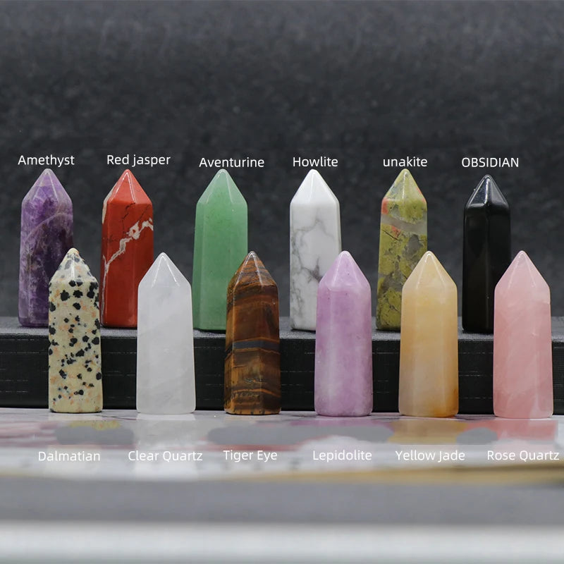 1PC Natural Quartz Point Rose Quartz Wand Healing Stone Amethyst Hexagonal Prism Energy Ore Pyramid Home Decoration