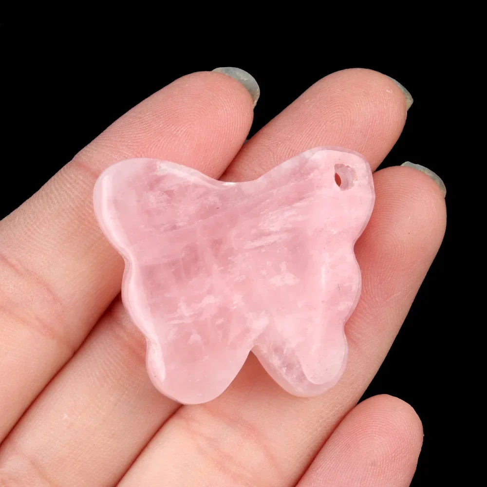 Natural Stone Agate Carved Butterfly Shape DIY Pendant Accessories Reiki Healing Crystals Gemstone Desktop Home Decor
