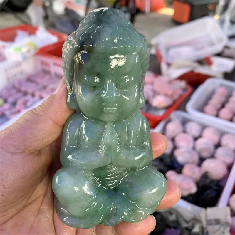 12CM Natural Green Aventurine Buddha Carving Crystal Healing Fengshui Fashion For Home Decoration Lucky Gift 1pcs