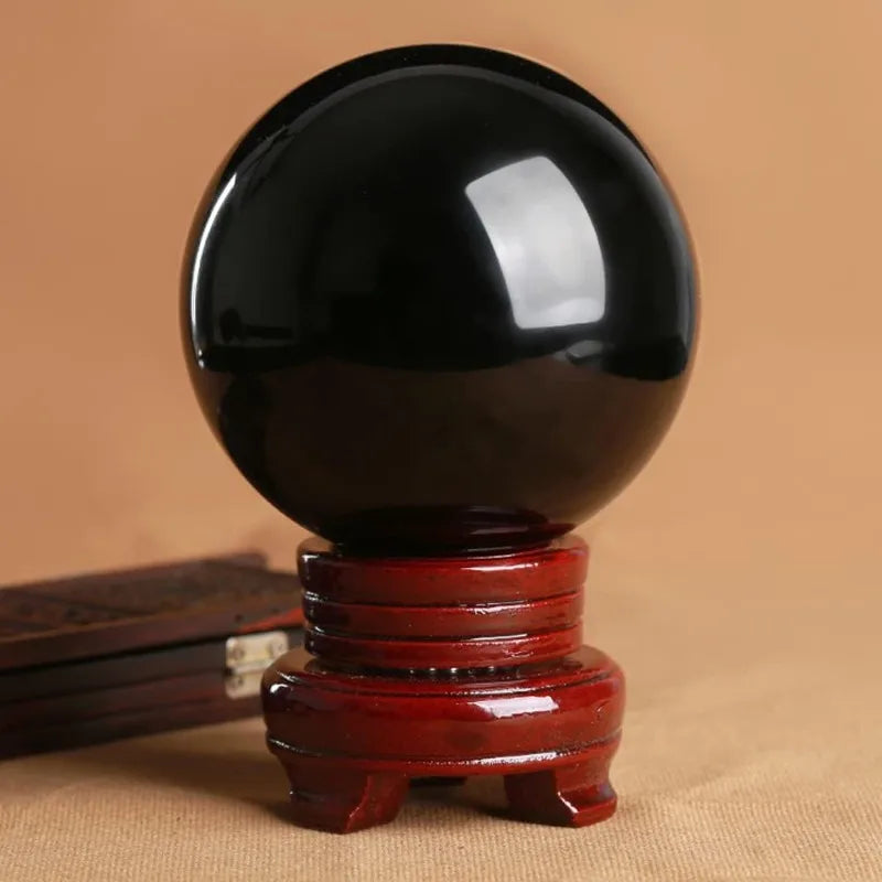Natural Small Black Obsidian Crystal Ball Sphere Without Base Stand for Meditation, Healing, Home Decor Crystal Magic Ball
