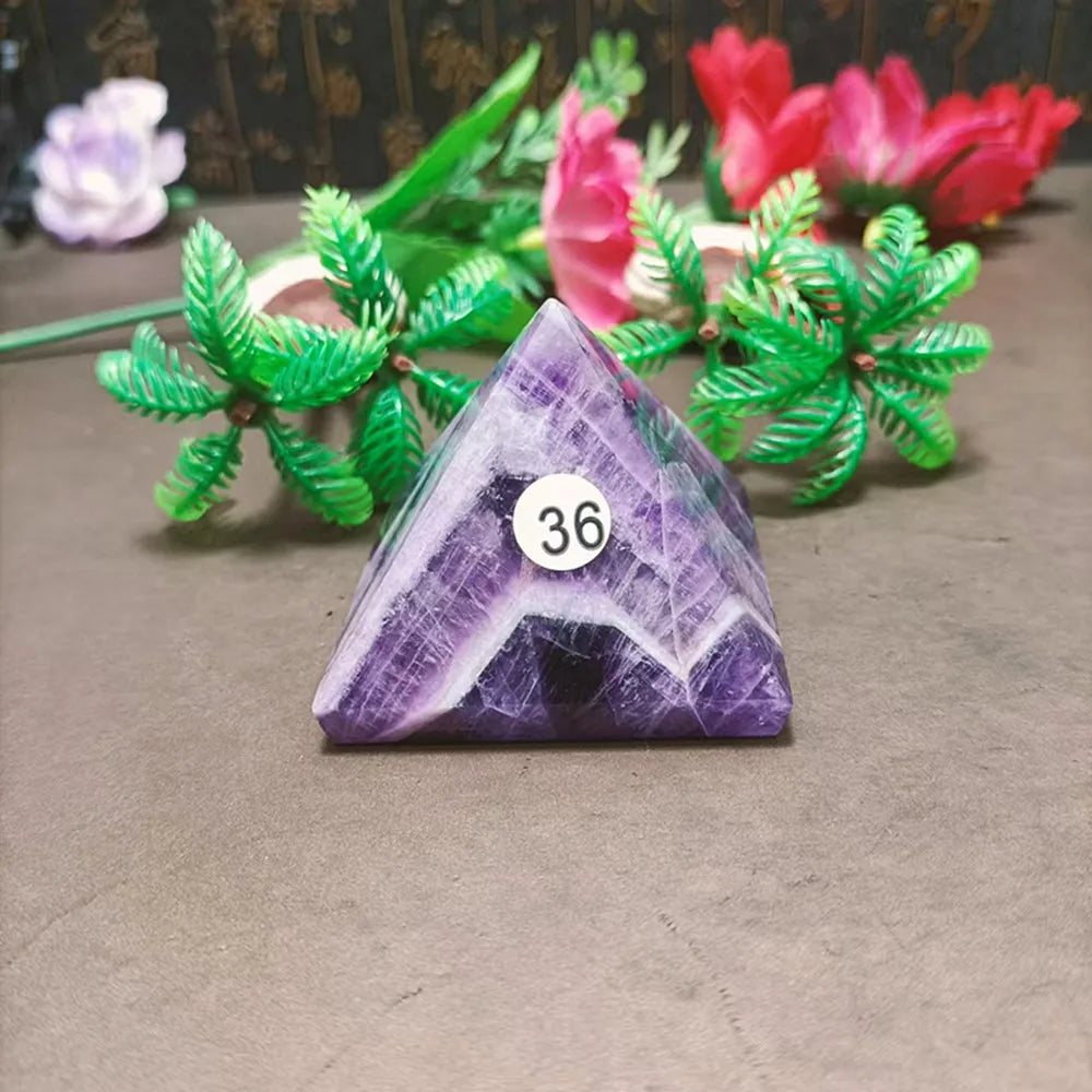 Natural Dream Amethyst Crystal Pyramid — Handmade Healing Chakra Quartz Gemstone Gift