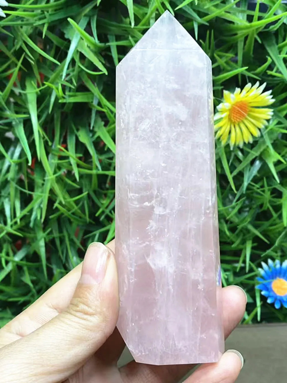 Natural Fluorite Crystal Wand — Polished Quartz Point, Multi-Color Healing Wand