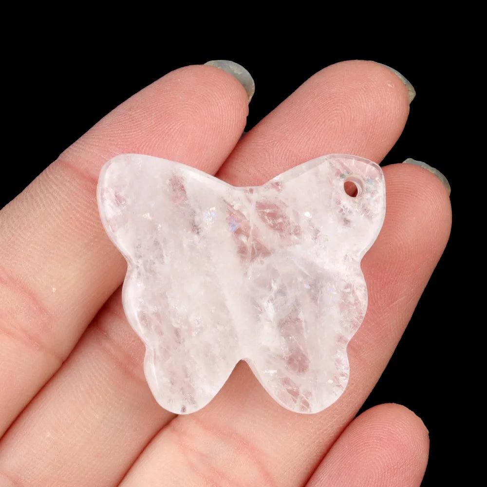 Natural Stone Agate Carved Butterfly Shape DIY Pendant Accessories Reiki Healing Crystals Gemstone Desktop Home Decor