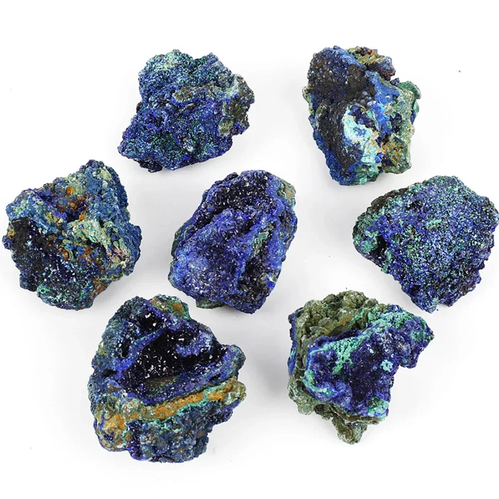 Natural Azurite Malachite Symbiotic Stone Geode Crystal Mineral Specimen Reiki Healing Stone Decoration Crafts Collectible