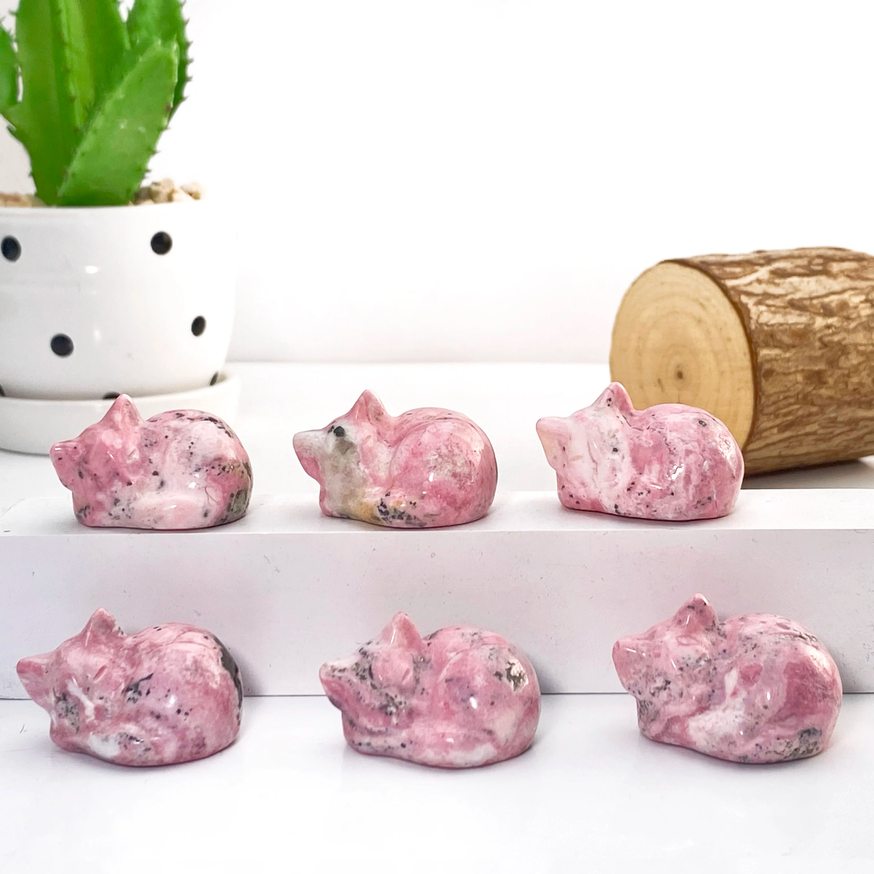1PC Pink Rhodonite Sleeping Cat Carving, Stone Collections,Excellent Gifts,Family And Friends Gift, DIY Decoration, Room Decor