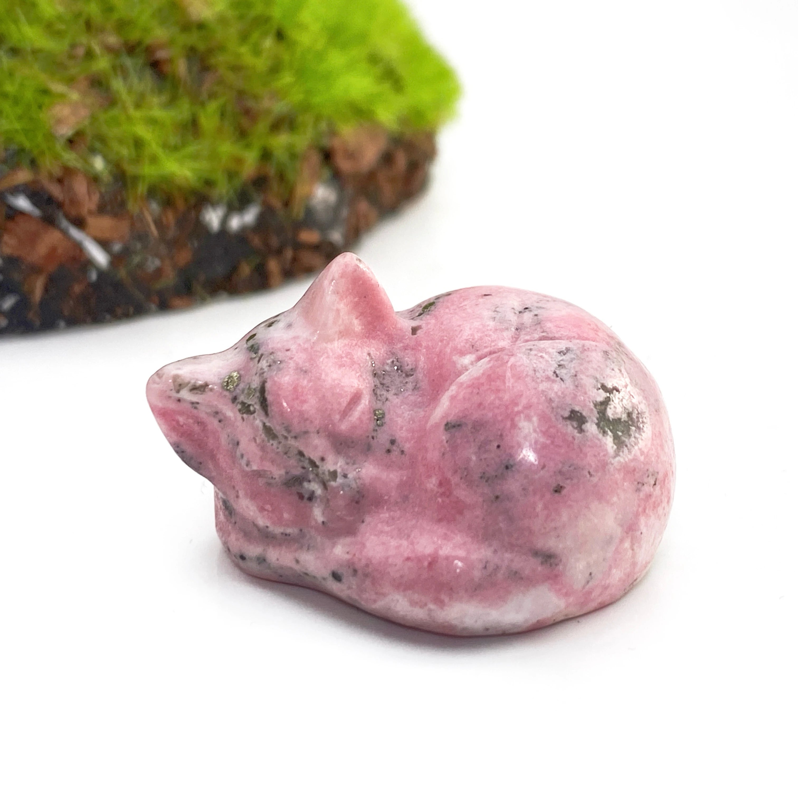 1PC Pink Rhodonite Sleeping Cat Carving, Stone Collections,Excellent Gifts,Family And Friends Gift, DIY Decoration, Room Decor
