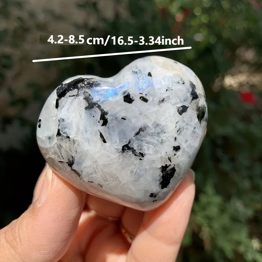 Rainbow Moonstone Heart Palm Stone, Room Decor