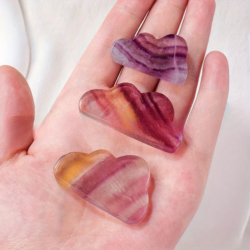 1pc Crystal Cloud Shaped Ornament, Candy Color Fluorite Cloud Carving Pieces, Colorful Fluorite Polished Stone, Home Office