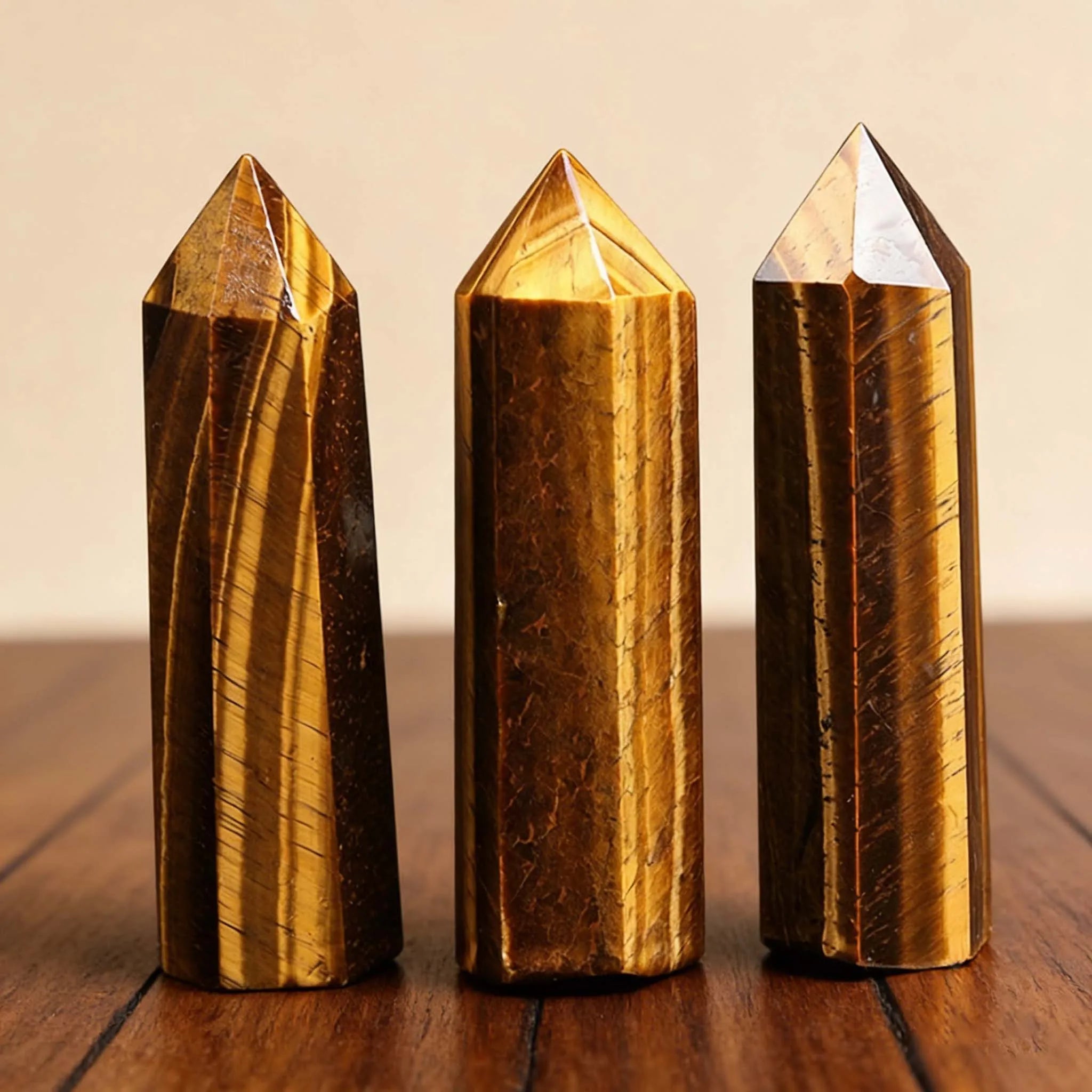 Cat's Eye Effect Natural Tiger's Eye Column - Silky Golden Luster Powerful Desktop Exquisite Ornament