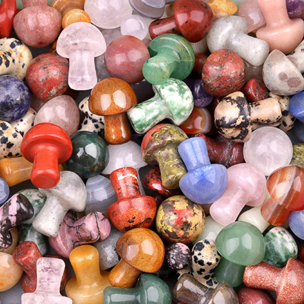 20mm Mushroom Ornament Natural Stone Crystal Healing Mineral Polished Gemstone Crafts Home Meditation Decoration Gift 3/10/20pcs