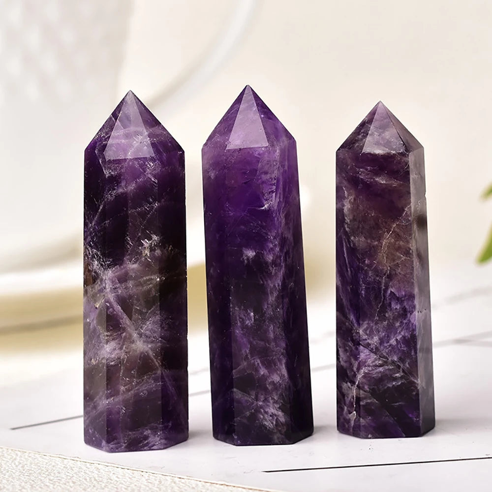 5.91 Inch Natural Amethyst Pillar Mineral Specimen for Collection Display Crystal Healing Stone Spiritual Growth Desktop Decor