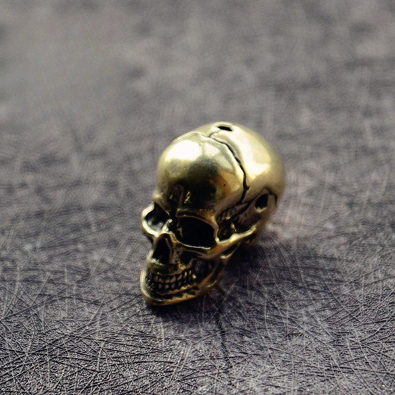Brass Skull Retro Style Skull Statue with Holes DIY Accessory Decoration