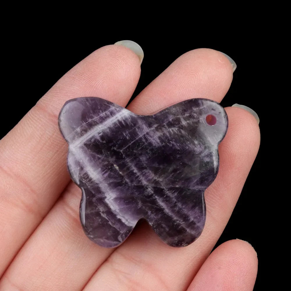 Natural Stone Agate Carved Butterfly Shape DIY Pendant Accessories Reiki Healing Crystals Gemstone Desktop Home Decor