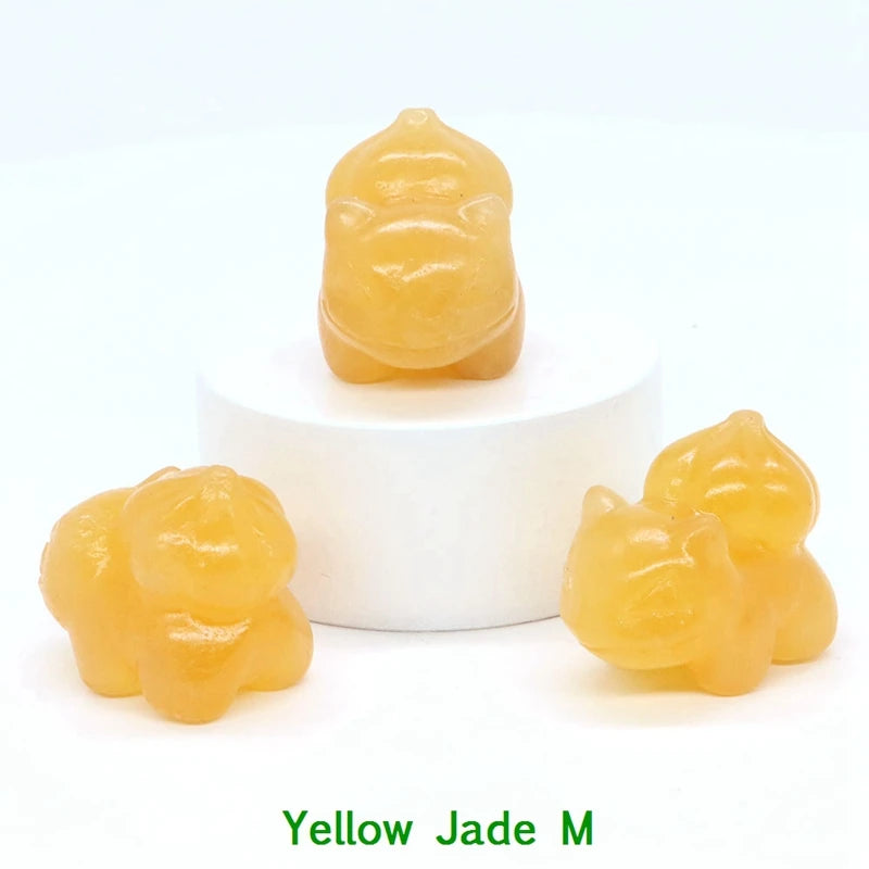 1.2" Natural Crystal Stone Squirrel Frog Seed Turtle Statue Cartoon Gemstone Carved Healing Home Room Decor Kids Holiday Gift